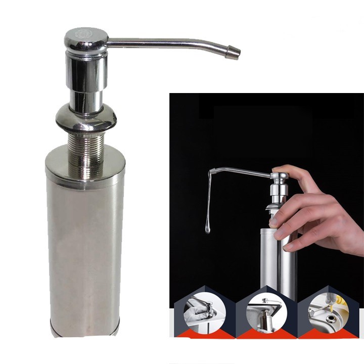 [INOX ĐÁNH BÓNG ĐẸP] Bình Nước Rửa Chén Bình Xà Bông Nhấn Hơi Bằng 100% INOC LẮP Âm Thành Chậu