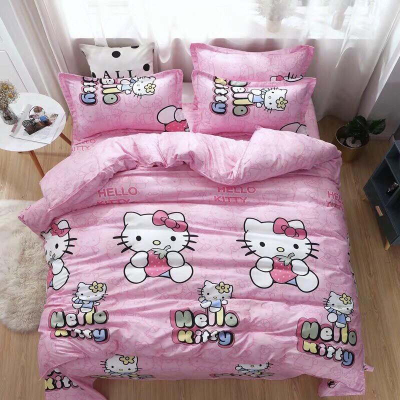 [ GIÁ SỐC ] ❤️ Bộ Kitty hồng poly❤️ chăn ga gối cotton [ FULL SIZE ] chăn ga gối cotton poly, cam kết chất lượng