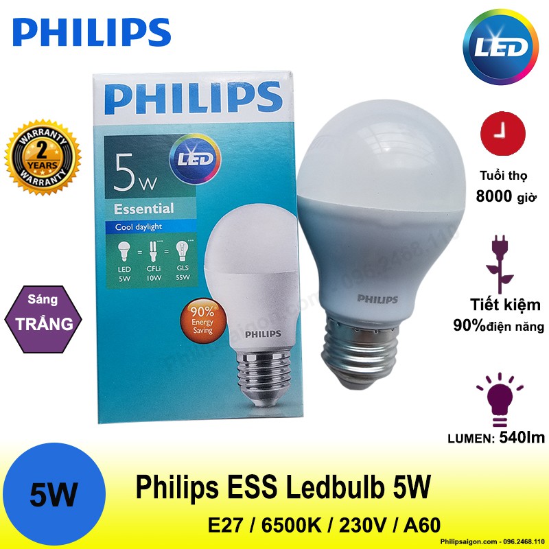 Bóng đèn Led Philips tiết kiệm điện - siêu sáng - bảo hành 24 tháng - rẻ nhất Shopee