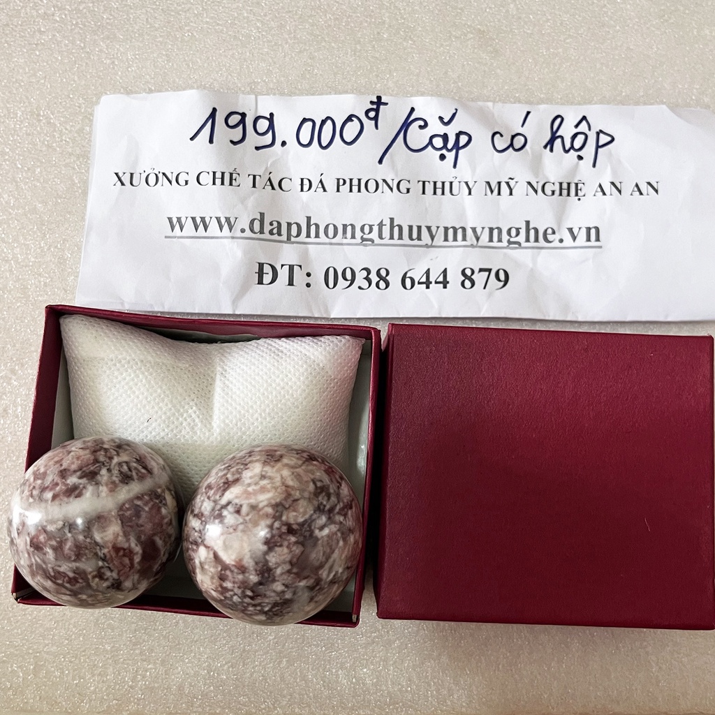 Bi lăn tay  đá thật màu đỏ nâu, vân hồng cho mệnh Thổ và hỏa