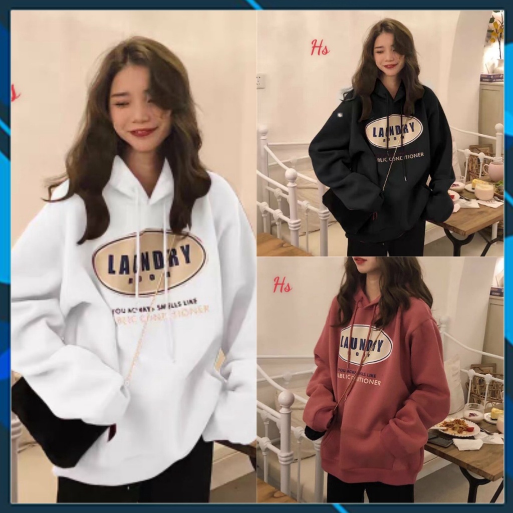 Áo Hoodie Nỉ Unisex LAUNDRYY 3 Màu dưới 65kg - Dáng Rộng Dài Tay Kèm Mu G096 - Zeni69 store | BigBuy360 - bigbuy360.vn