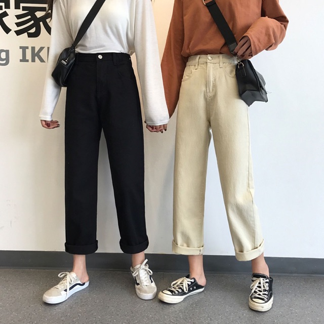 [SẴN] Quần Jeans ống rộng nữ lưng cao Ulzzang Quảng Châu QDJ54