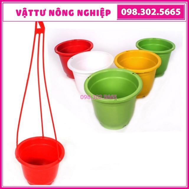 Combo 10 chậu nhựa có dây treo trồng cây và hoa loại rộng 16cm x Cao 12cm