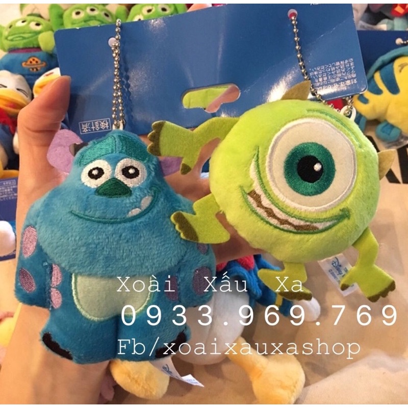 set móc khoá ghim cài gấu bông hoạt hình sulley _ mike disney trang trí balo, túi xách,...