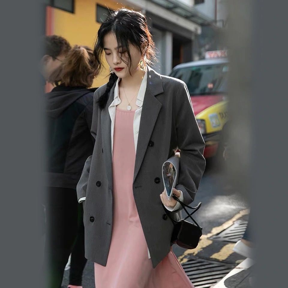 Áo khoác blazer mỏng có đệm vai nhiều màu sắc tùy chọn phong cách đường phố thời trang