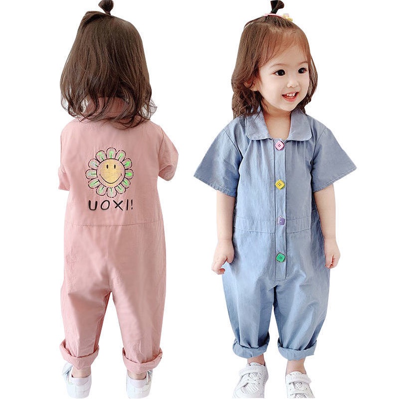 Hàng Mới Về Bộ Áo Liền Quần 2022 Vải Cotton Mỏng Màu Trơn Thời Trang Mùa Hè Cho Bé Gái