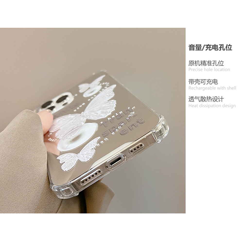 ỐP LƯNG IPHONE Ốp Điện Thoại Mềm Mặt Gương Chống Sốc In Hình Bướm Cho Iphone 14 / 15 / 13pro max 13 12 11 xs 8p