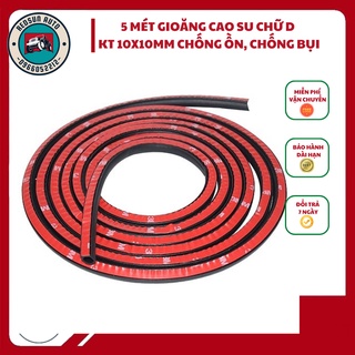 5 MÉT Gioăng Cao Su Chữ D Chống Ồn Ô Tô (Kích thước 10x10mm) - Nẹp viền cửa xe, cốp xe ô tô chống ồn tiện lợi