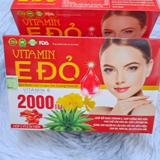 Viên uống trắng da mờ nám Vitamin E 2000iu -Vitamin E đỏ Natura Beauty Lady Lycopen Skin Evening Prime Oil -Vitamin E400