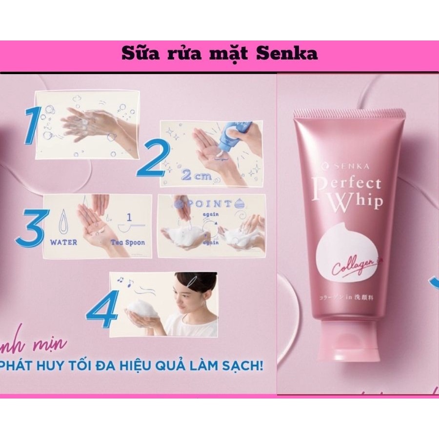 Sữa rửa mặt Senka Perfect Whip Nhật Bản chính hãng Tuyp 120g - Sopi Store