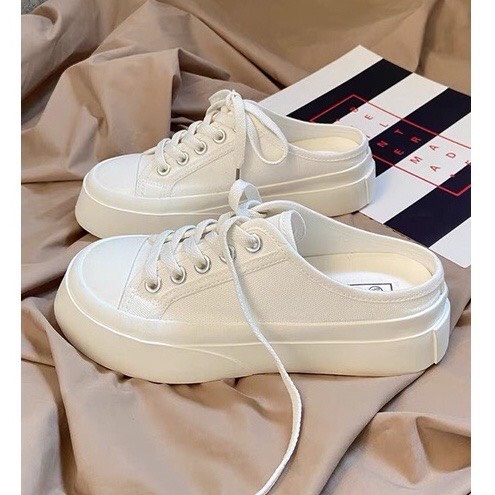 Giày sục thể thao nữ độn đế mũi viền Cao Cấp - giày đạp gót nữ tăng chiều cao Basic 3 màu siêu hot