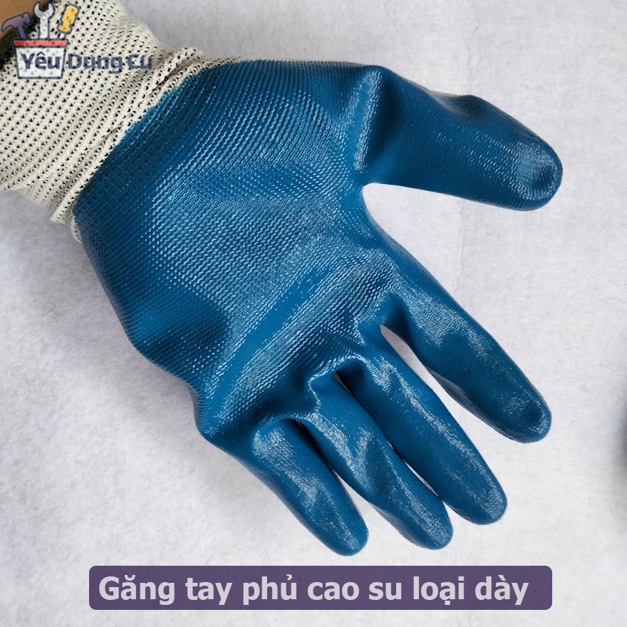 Găng Tay Phủ Sơn Xanh 388 (LOẠI DÀY) 1 mặt Bảo hộ lao động PU (Mua 10 tặng 2)