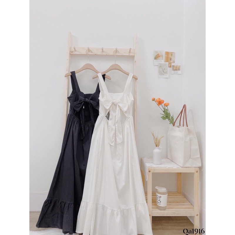 [HÀNG LOẠI 1] Váy maxi đi biển hở lưng / Đầm maxi trắng dài thắt nơ sẵn hàng kèm video | BigBuy360 - bigbuy360.vn
