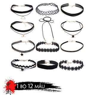 Combo 12 Choker loại 1 chất liệu vải, ren đẹp và các móc chống hen, gỉ
