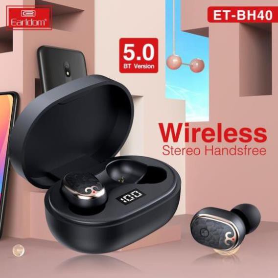 Tai Tai nghe Bluetooth Eardom ET-BH40 True Wireless, Công nghệ V5.0, Kết nối trên 10m, Thời gian chờ 120h