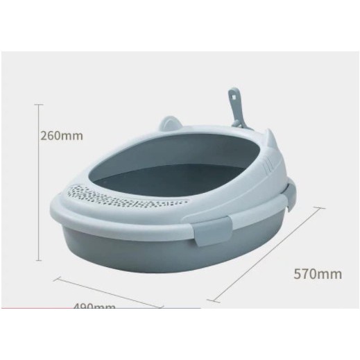 khay vệ sinh cho mèo - khay vệ sinh hình tai mèo dễ thương(kèm xẻng)-supetshophn