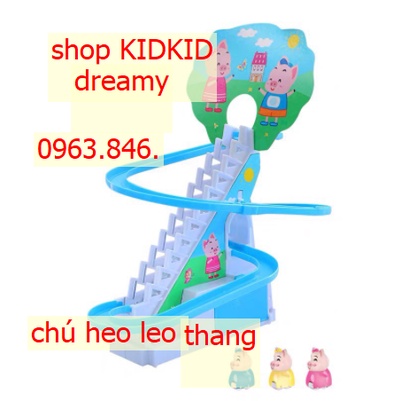 Đồ Chơi Trẻ Em Heo Con Leo Cầu Thang Ngộ Nghĩnh Có Âm Nhạc Và Đèn, Đồ chơi cầu trượt heo peppa