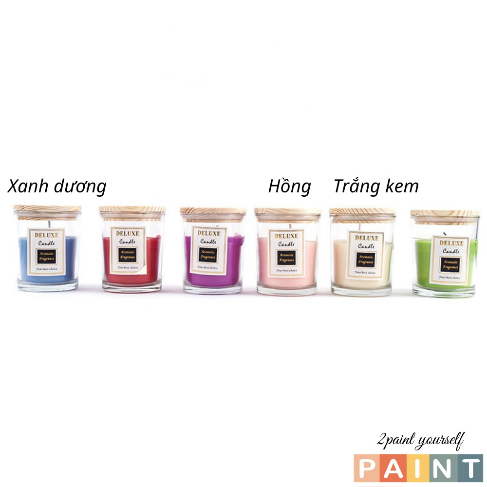 Nến thơm phòng nắp gỗ 200gr trang trí phòng ấm áp DELUXE CANDLE 7x9cm decor cao cấp