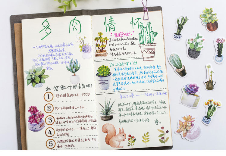 Set 50 Miếng Dán Trang Trí Nhật Ký/Sổ Tay Hình Cây Cối DIY