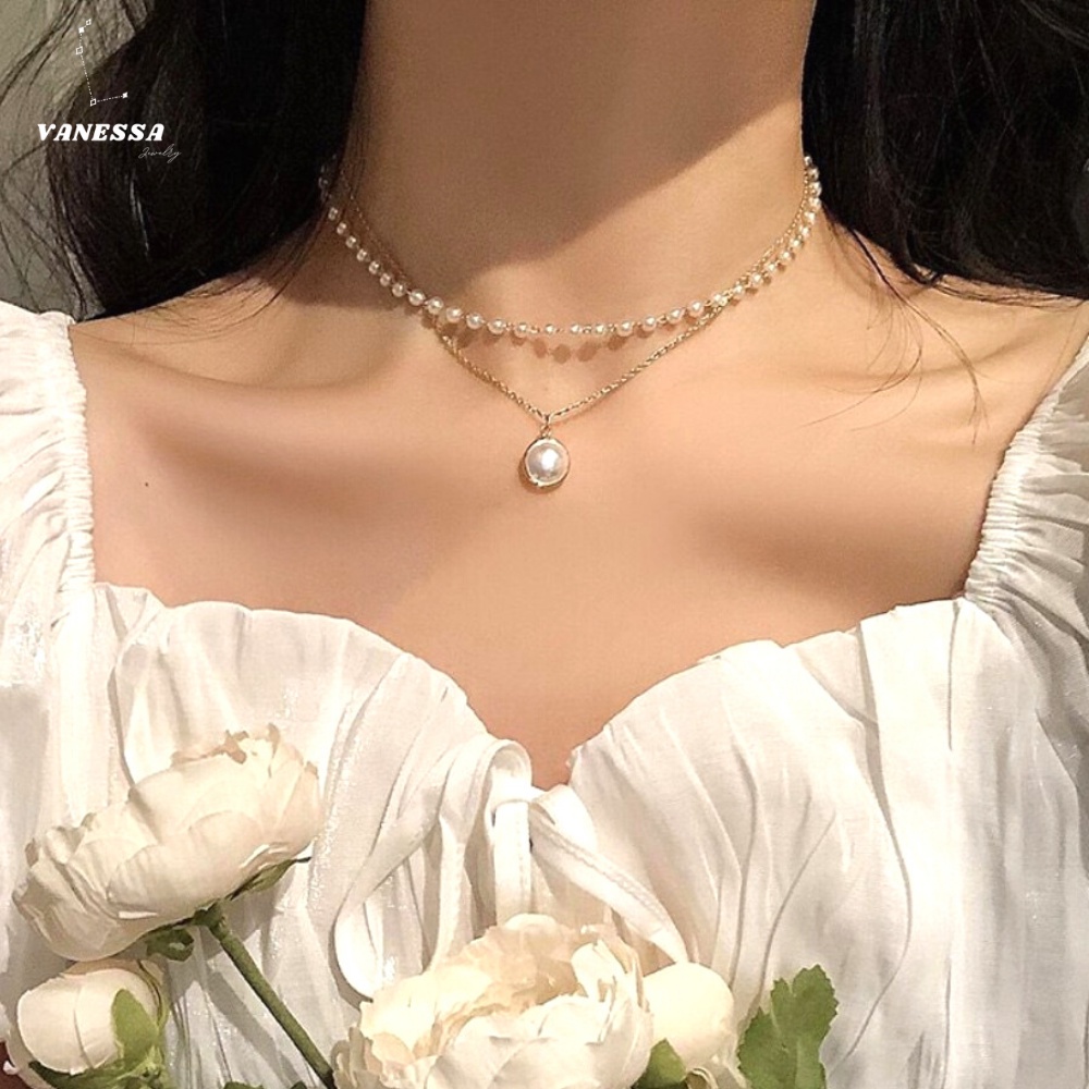 Vòng cổ giả ngọc trai sang chảnh giá rẻ bạc 925