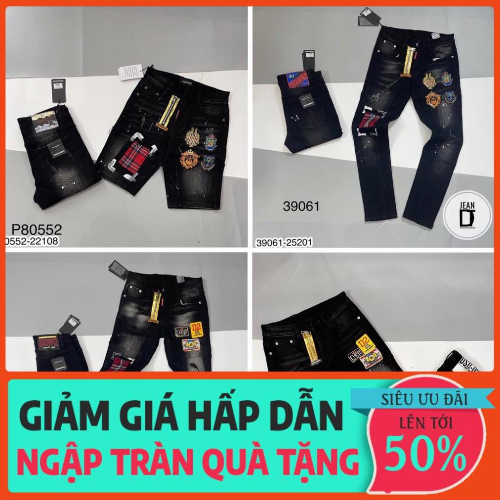 Quần bò Dsq nam thêu logo siêu hot_Quần jeans Dsq nam logo quần dài quần short 🎉 _