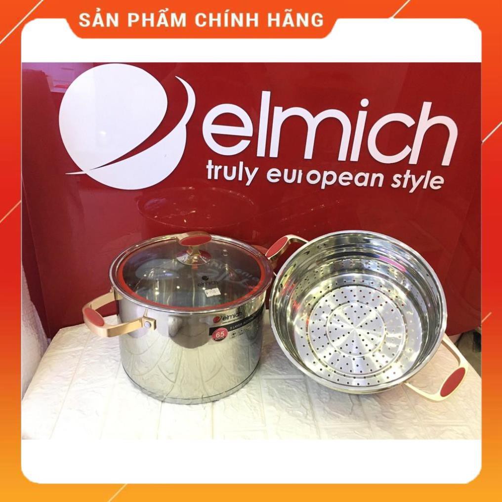 NỒI HẤP ELMICH INOX 304 RED VELVET 24CM EL5585, 28CM EL0979 đáy từ nhập khẩu séc