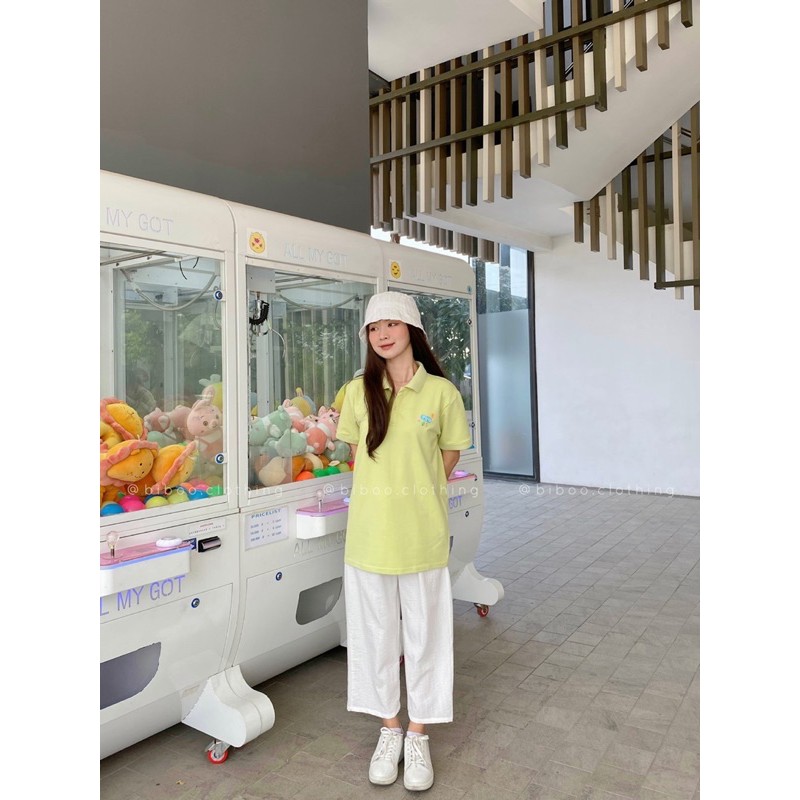 BIBOO - Áo polo có cổ tay ngắn form unisex nam nữ CHỮ HÀN chất liệu cotton cao cấp