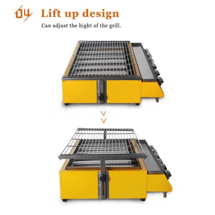 Bếp nướng gas 6 trụ dài - Bếp nướng hải sản bằng ga 6 đầu đốt ET-K333