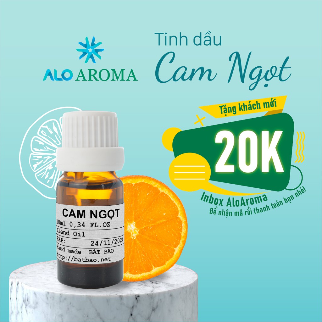 Tinh Dầu Cam Ngọt Thiên Nhiên kháng khuẩn, dưỡng da, thư giãn Orange Essential Oil AloAroma