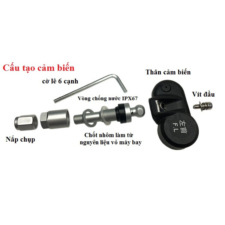 CẢM BIẾN ÁP SUẤT LỐP TPMS VAN TRONG, ĐO ÁP SUẤT, NHIỆT ĐỘ LỐP XE CAO CẤP [CB02] - BH 6 THÁNG