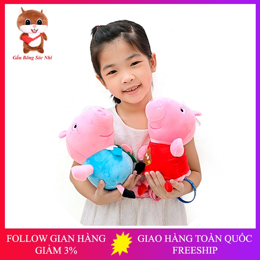 Gấu Bông Heo Peppa Tặng Kèm Móc Khóa Hoạt Hình