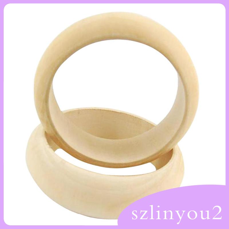 Set 2 Vòng Tay Gỗ Trơn Chưa Hoàn Thiện Cho Nữ