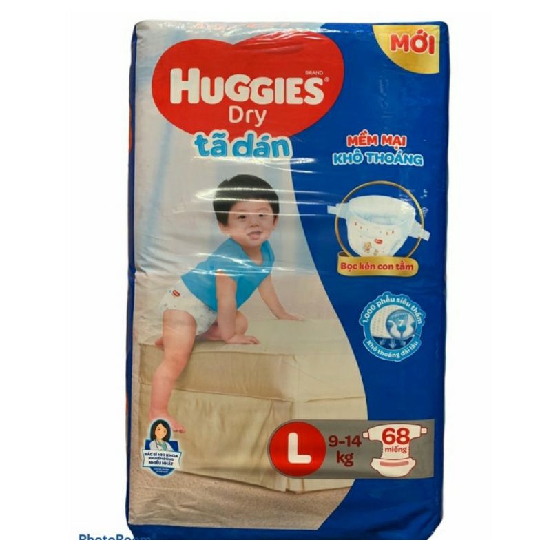 Bỉm - Tả dán HUGGIES SIZE L - 68 MIẾNG ( CHO BÉ 8 - 13KG)