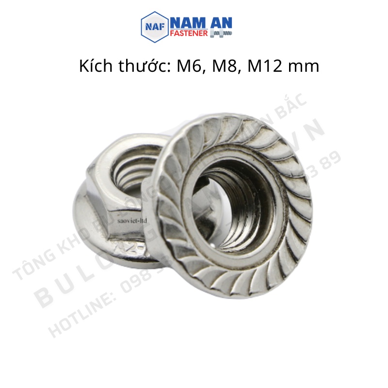 50 con Đai ốc liền long đen M10, M12, M16 cấp bền 8.8 Mạ trắng, mạ cầu vồng, ê cu liền long đen