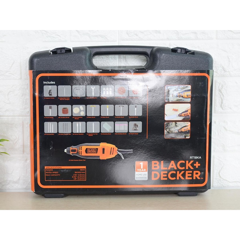 Máy Chạm Khắc Đa Năng BLACK&DECKER 180W – RT18KA (Hộp + Phụ Kiện)