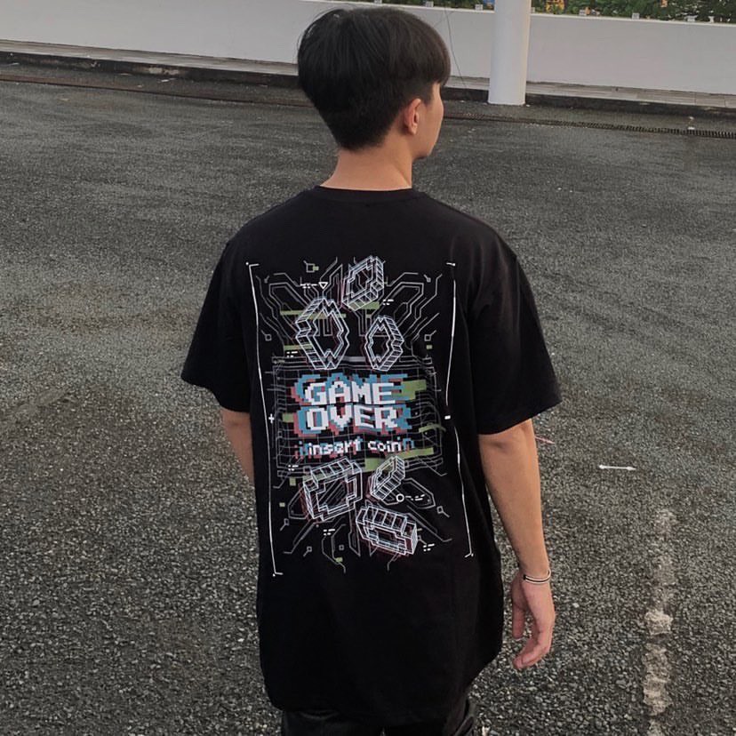 Áo Game Over (insert coin) phản quang chữ