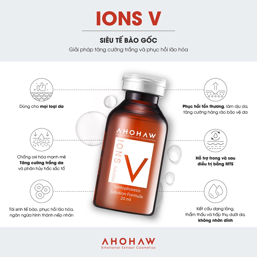 Tế bào gốc dưỡng trắng và phục hồi da chuyên sâu Ahohwa Ion V Solution