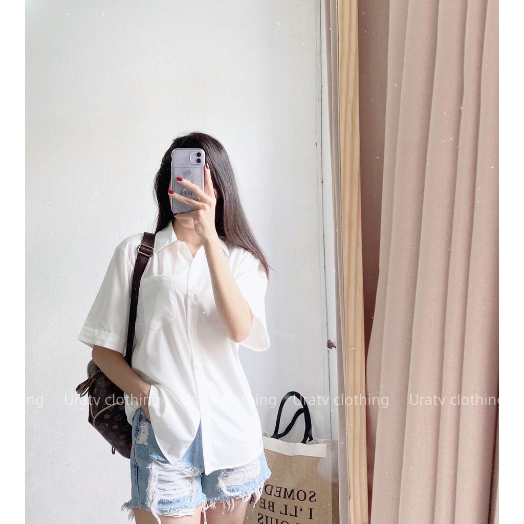 [FREESHIP-ẢNH THẬT] Áo sơ mi suông tay ngắn MNG