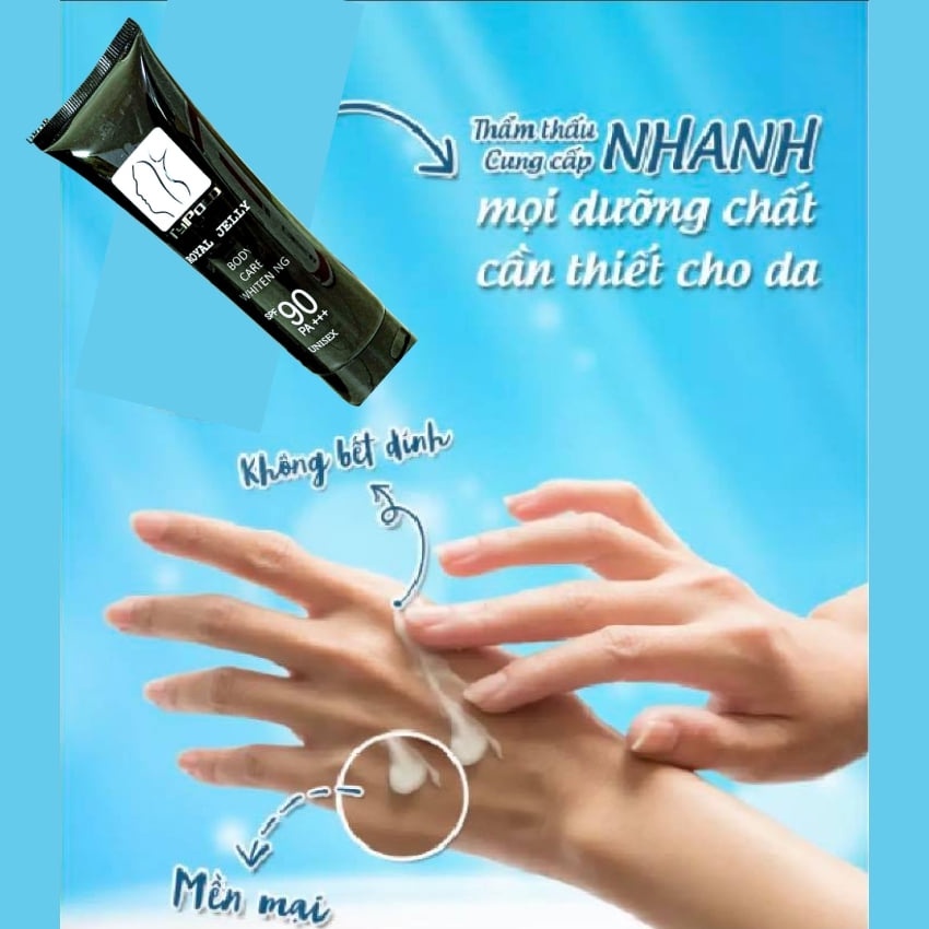 Kem Dưỡng Thể Trắng Da Typolo Royal Jelly Unisex mẫu mới SPF90 PA+++ 200g