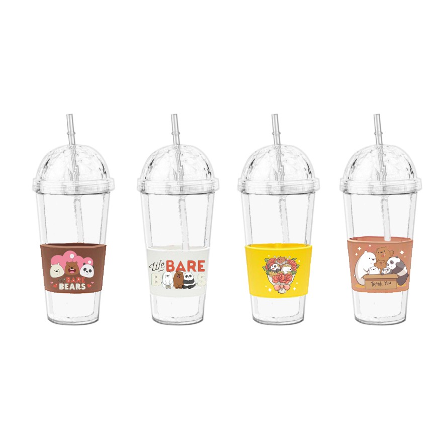 Cốc 2 lớp Ba anh em gấu C2DI3 cốc giữ nhiệt ly bare bear  2 lớp pu cốc làm lạnh dễ thương 500ml