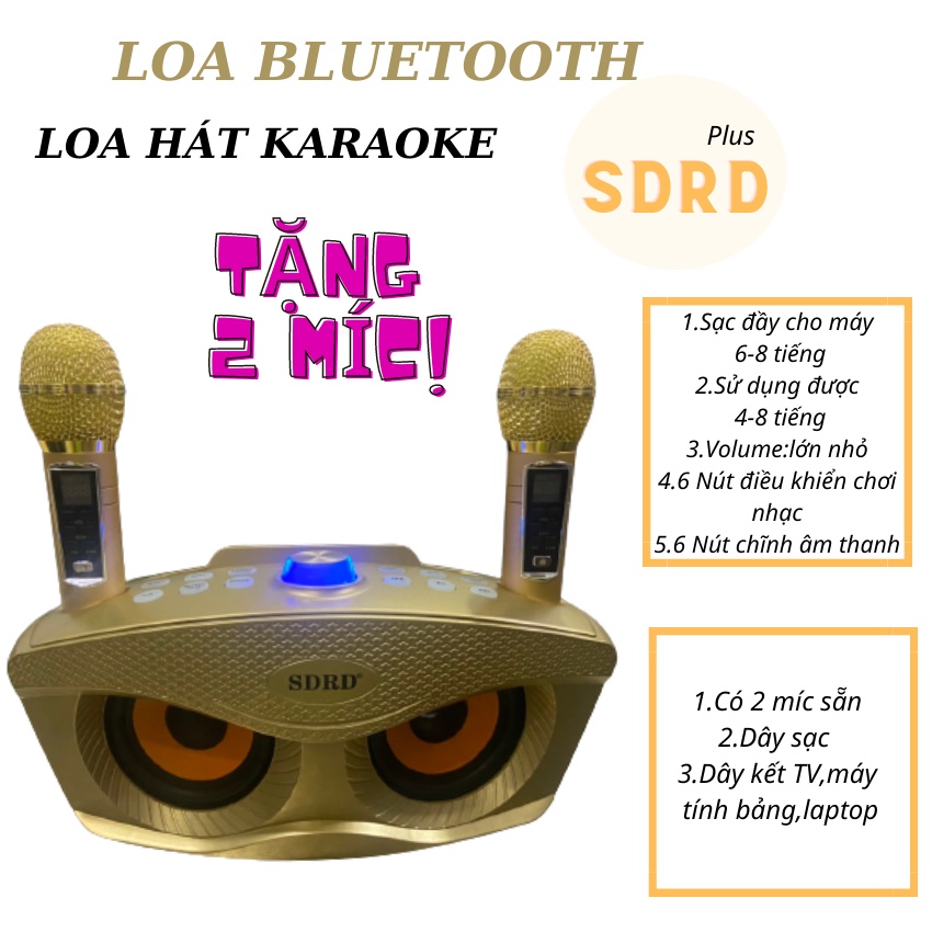 [PHIÊN BẢN PLUS]Loa Bluetooth Loa Hát Karaoke Loa  Không Dây - Míc Không Cần Xài Dây Cầm Mang Theo Mọi Nơi