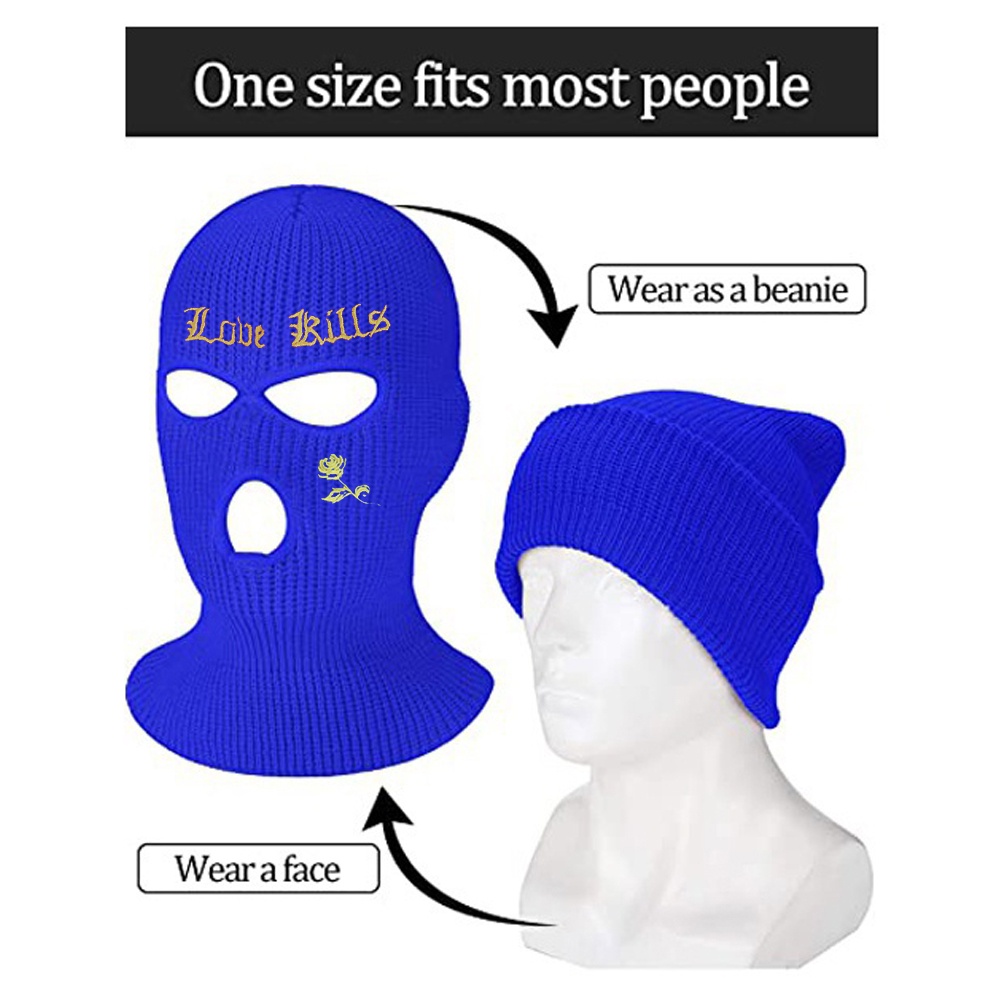 Mũ Len Beanie Thêu Hoa Hồng 3 Lỗ Unisex