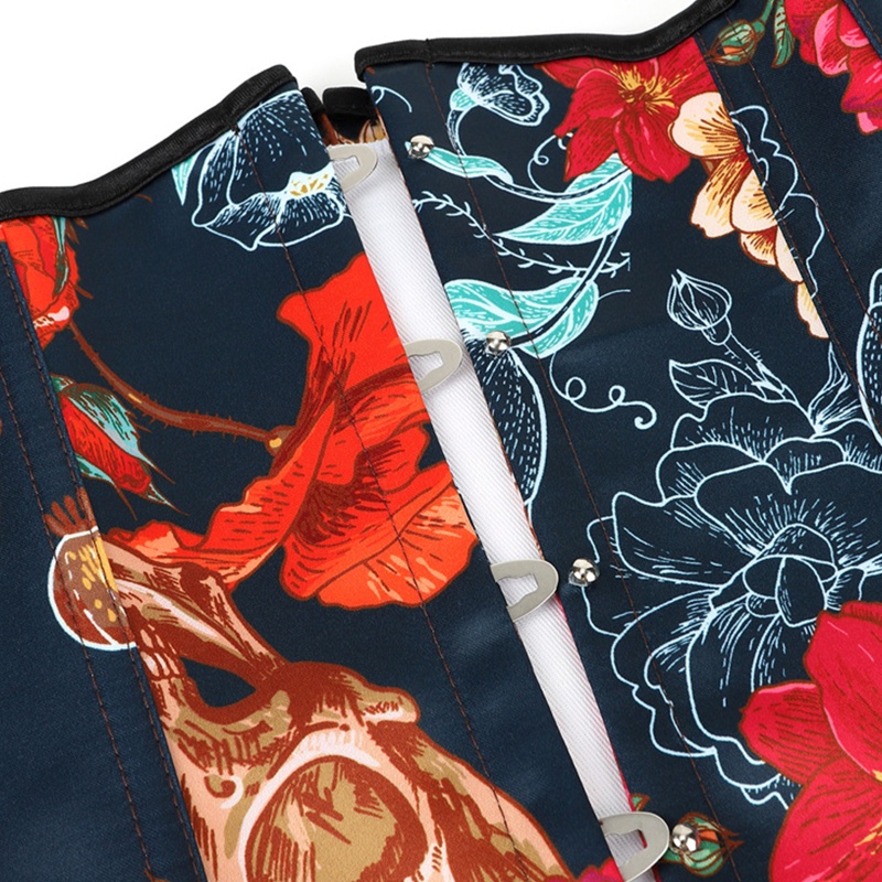 Áo Nịt Ngực Corset Vải Jacquard Dáng Dài Buộc Dây Retro Cho Nữ