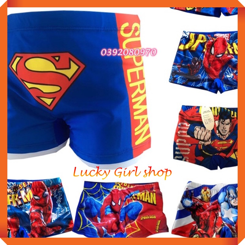 Quần Bơi Bé Trai Siêu Nhân Người Nhện Thun Co Giãn Mỏng Nhanh Khô Nhiều Mẫu Size M  - Hàng Nhập Quảng Châu