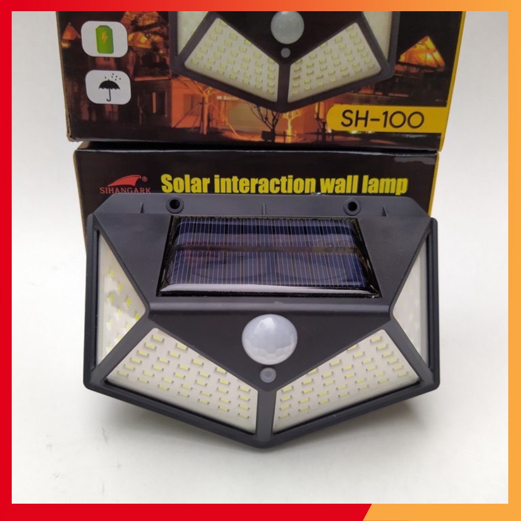 ĐÈN NĂNG LƯỢNG MẶT TRỜI SOLAR 100 LED SIÊU SÁNG CẢM BIẾN ÁNH SÁNG VÀ CHUYỂN ĐỘNG mã 02