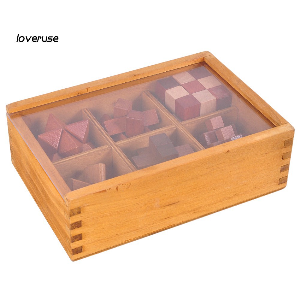 Bộ 6 đồ chơi khối mở khóa giải đố luban bằng gỗ dành cho trẻ em và người lớn  lego minecraft