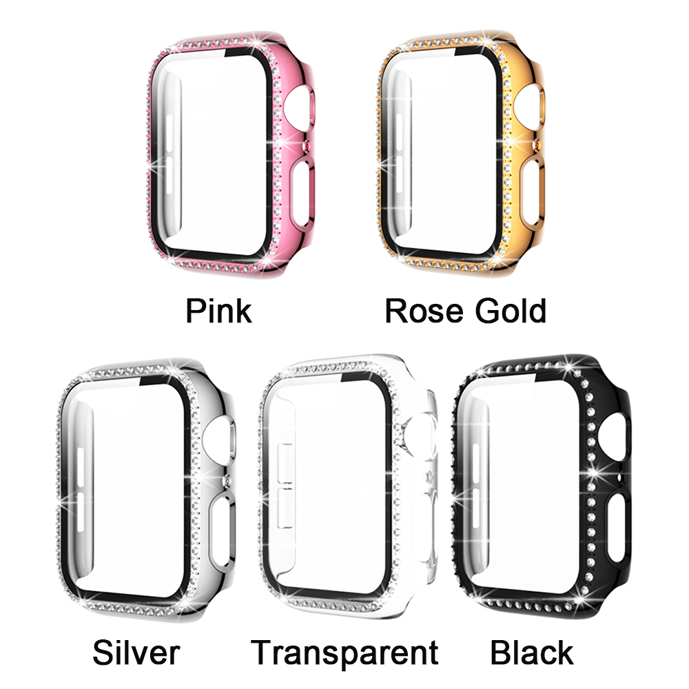 ☆YOLA☆ Women Screen Protector Accessories Diamond Case Cover Luxury 40mm 44mm HD Protective Case+Film/Multicolor