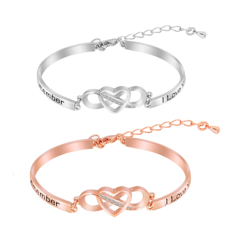 Vòng Tay Mặt Trái Tim Khắc Chữ Forever Love Đính Đá Thời Trang