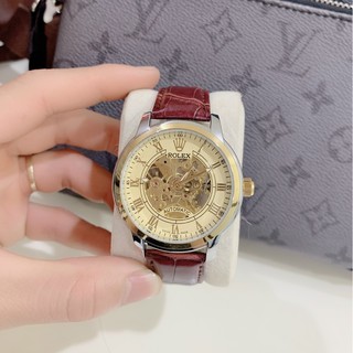 (Rolex)  Đồng hồ cơ Nam Rolex dây da, đồng hồ Automatic, máy nhật  - Bảo hành 12 tháng