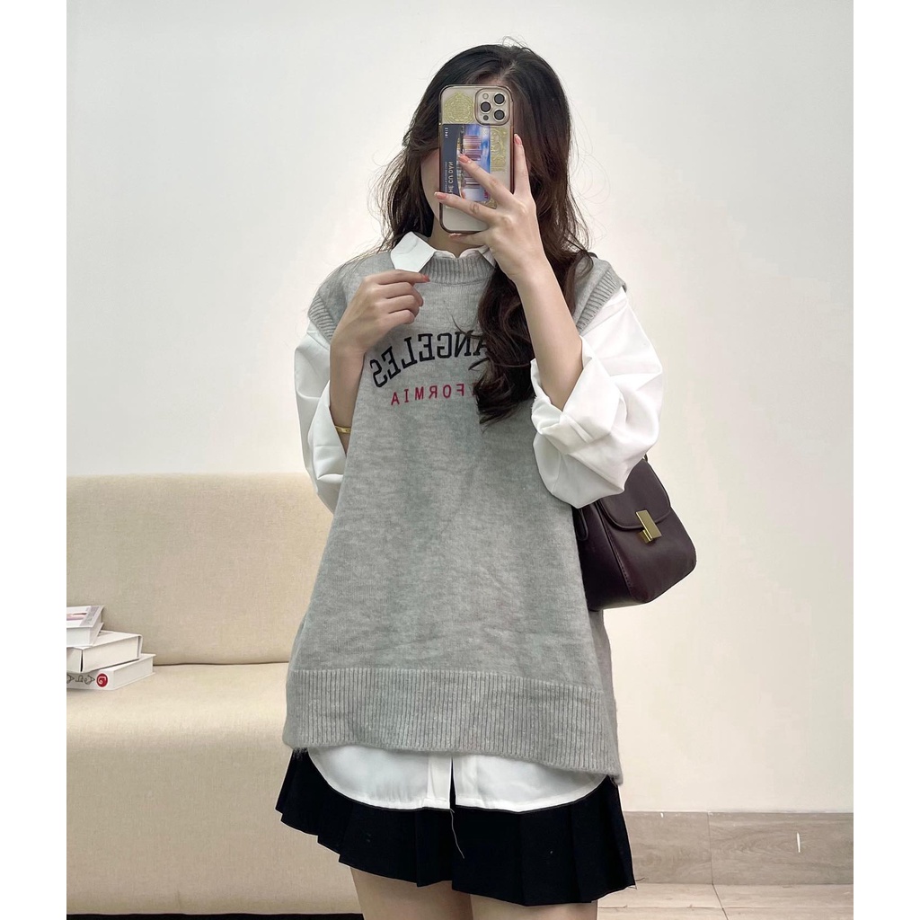 Áo gile cổ trong LOST ANGELES hàng quảng châu Miho house